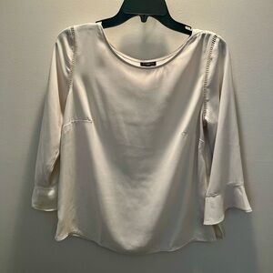 Talbots Petites Cream Blouse Bell Sleeve Ladder Trim Size SP
